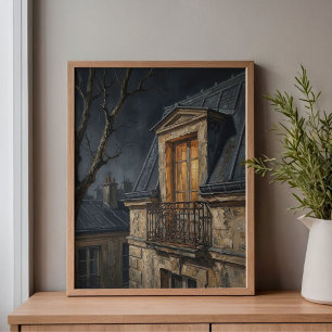 Montmartre Einsames Fenster Kunst Leinwanddruck