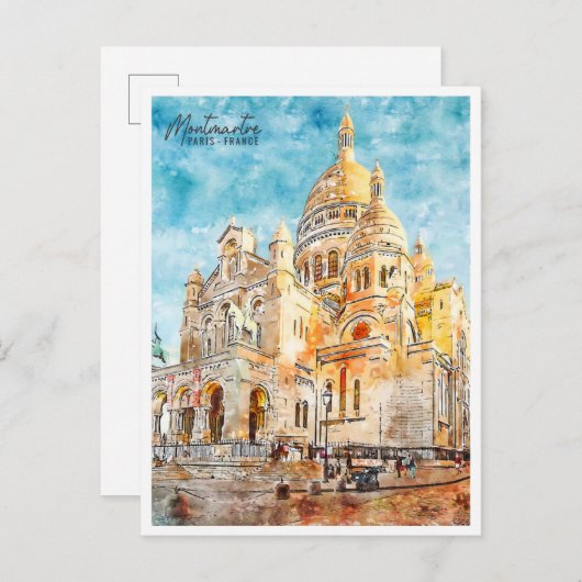 Montmartre Frankreich Jahrgang Reise Aquarell Postkarte (Vorne/Hinten)