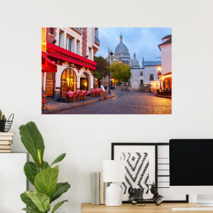Montmartre in Paris, Frankreich Alte Straße Café Poster