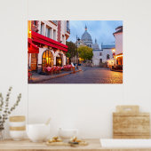 Montmartre in Paris, Frankreich Old Street Café Poster (Küche)