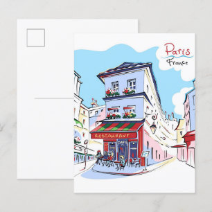 Montmartre Paris Frankreich Illustration Travel Postkarte