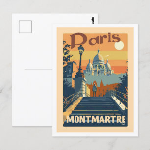 Montmartre Paris Frankreich Vintage Reiseort Postkarte