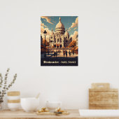 Montmartre Paris with scare Coeur basilica Poster (Küche)