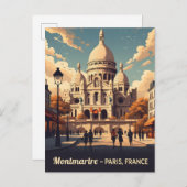 Montmartre Paris with scare Coeur basilica Postkarte (Vorne/Hinten)