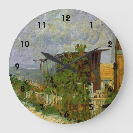Montmartre Weg mit Sonnenblumen von Van Gogh. Große Wanduhr (Vorderseite)
