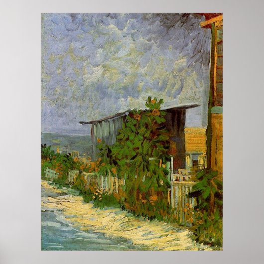 Montmartre Weg mit Sonnenblumen von Van Gogh. Poster (Vorne)