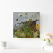 Montmartre Weg mit Sonnenblumen von Van Gogh. Quadratische Wanduhr (Zuhause)