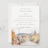 Montpelier City Scape Vermont Wasserfarbenhochzeit Einladung (Vorderseite)