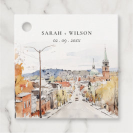 Montpelier City Scape Vermont Wasserfarbenhochzeit Geschenkanhänger