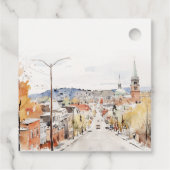 Montpelier City Scape Vermont Wasserfarbenhochzeit Geschenkanhänger (Rückseite)