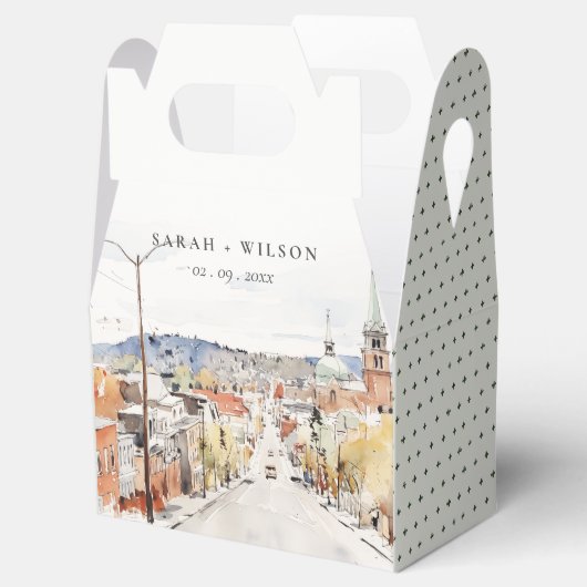 Montpelier City Scape Vermont Wasserfarbenhochzeit Geschenkschachtel (Geöffnet)