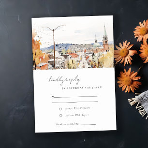 Montpelier City Scape Vermont Wasserfarbenhochzeit RSVP Karte