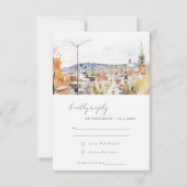 Montpelier City Scape Vermont Wasserfarbenhochzeit RSVP Karte (Vorderseite)