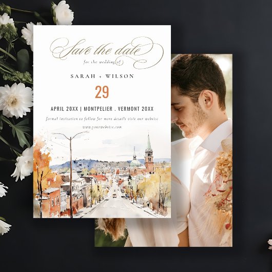 Montpelier City Scape Vermont Wedding Foto Save The Date