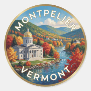Montpelier Vermont Grüne Berge 🍁 Runder Aufkleber