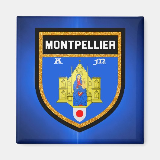 Montpellier-Flagge Magnet (Vorne)