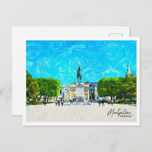 Montpellier Frankreich Schönes Öl Paint Landschaft Postkarte (Vorne/Hinten)