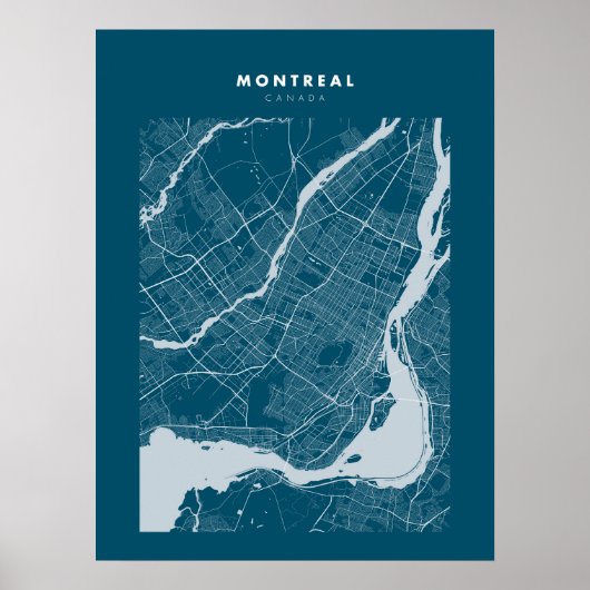 Montreal - Canada Dark Blue City Map Poster (Vorne)