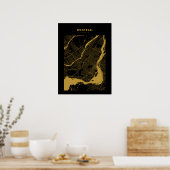 Montreal - Canada Dark Gold City Map Poster (Küche)