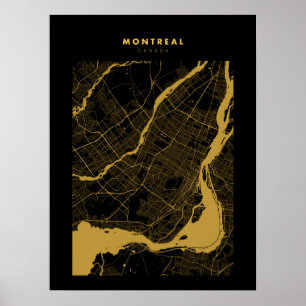 Montreal - Canada Dark Gold City Map Poster