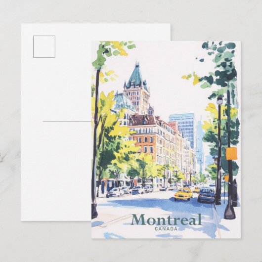 Montreal Canada Gouache Paint Illustration Travel Postkarte (Vorne/Hinten)