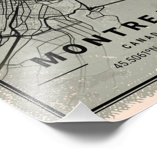 Montreal canada map print poster canvas (Ecke)