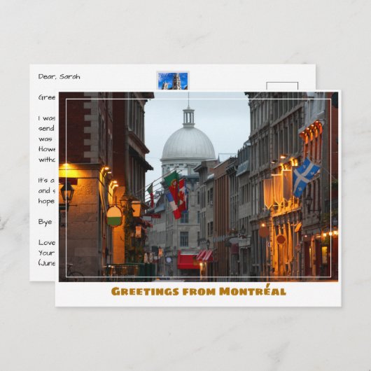 Montréal Canada Old Town at Dusk Postkarte (Vorne/Hinten)