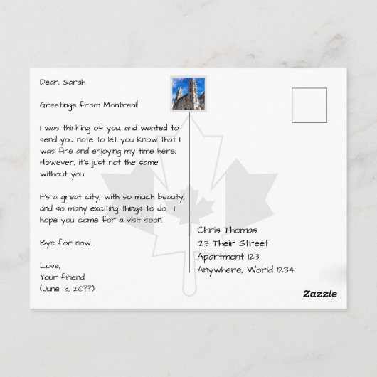 Montréal Canada Port & Skyline Modern Postkarte (Rückseite)