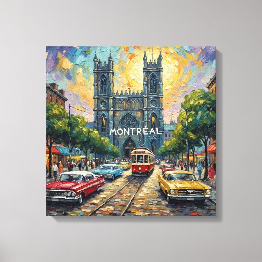 Montreal Gotische Straßenbahn Kathedrale Leinwand (Vorderseite)