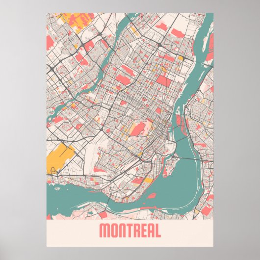 Montreal - Kanada Chalk City Map Poster (Vorne)