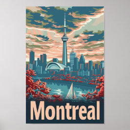 Montreal Kanada Vintag Retro Travel Illustration Poster