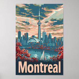 Montreal Kanada Vintag Retro Travel Illustration Poster