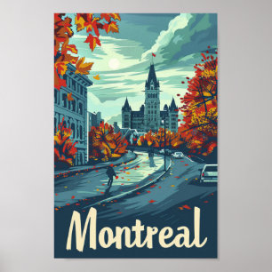 Montreal Kanada Vintag Retro Travel Illustration Poster