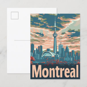 Montreal Kanada Vintag Retro Travel Illustration Postkarte