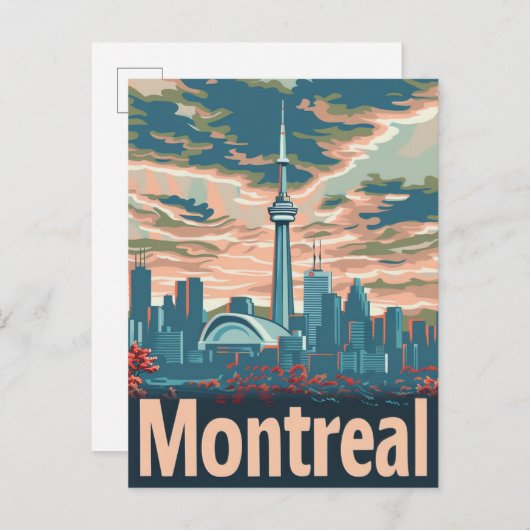 Montreal Kanada Vintag Retro Travel Illustration Postkarte (Vorne/Hinten)