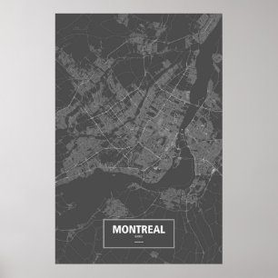 Montreal, Quebec (weiß auf Schwarzem) Poster