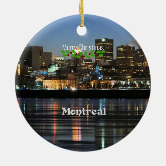 Montreal Skyline - Frohe Weihnachten Keramik Ornament (Hinten)