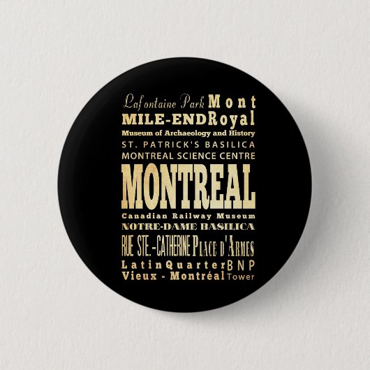 Montreal-Stadt der Kanada-Typografie-Kunst Button (Vorderseite)