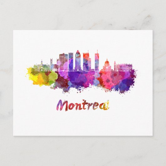 Montreal V2 skyline im Watercolor splatters Postkarte (Vorderseite)