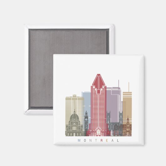 Montreal-V2-Skyline-Poster Magnet (Vorderseite/Rückseite)