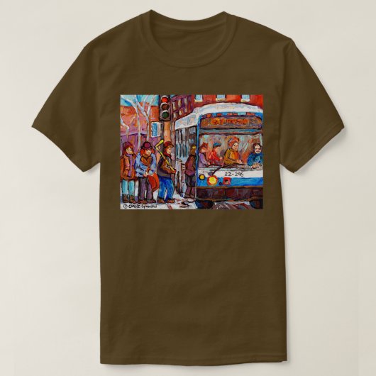 MONTREAL WINTER SCENE KANADIAN ART BUS SCENES STRA T-Shirt (Design vorne)