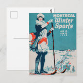 Montreal Wintersport Vintage Poster Skiing 1924 Postkarte (Vorne/Hinten)