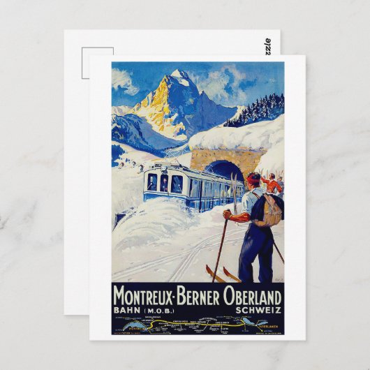 Montreux, Berner Oberland Bahn, Schweiz Postkarte (Vorne/Hinten)