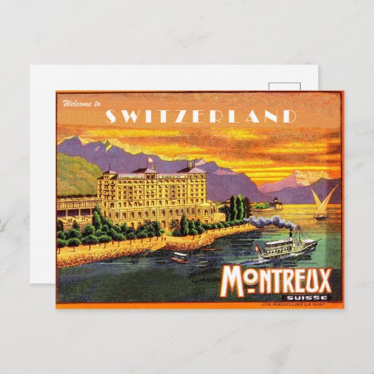 Montreux, Genfersee, Schweiz, Vintage Postkarte (Vorne/Hinten)