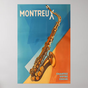 Montreux Jazz Festival Poster Retro Saxophon Kunst