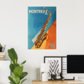 Montreux Jazz Festival Poster Retro Saxophone Art (Heimbüro)