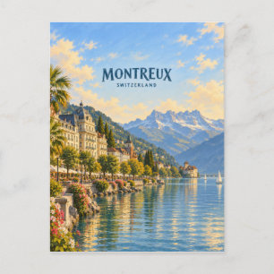 Montreux malerische Reise Kunst Postkarte