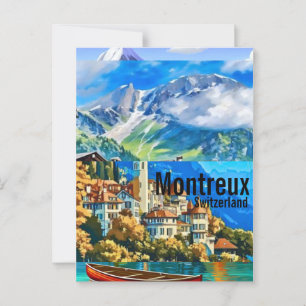 Montreux Reise Druck Wandkunst Montreux Wand Hänge Postkarte
