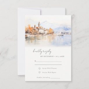 Montreux Schweiz Aquarell-Landschaft Hochzeit RSVP Karte