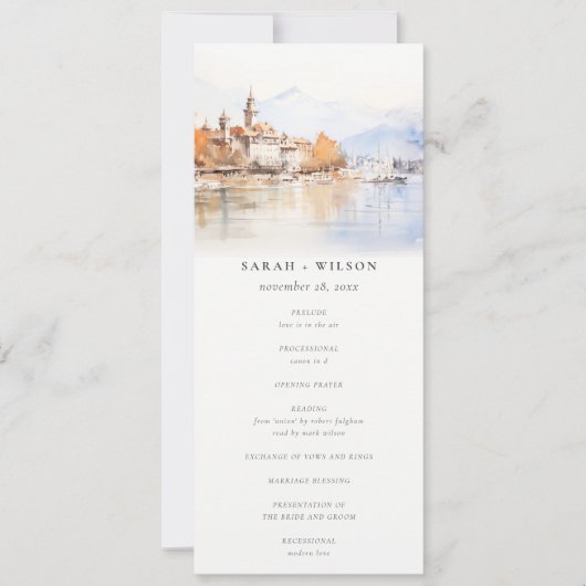 Montreux Schweiz Landschaft Hochzeitsprogramm Einladung (Vorderseite)